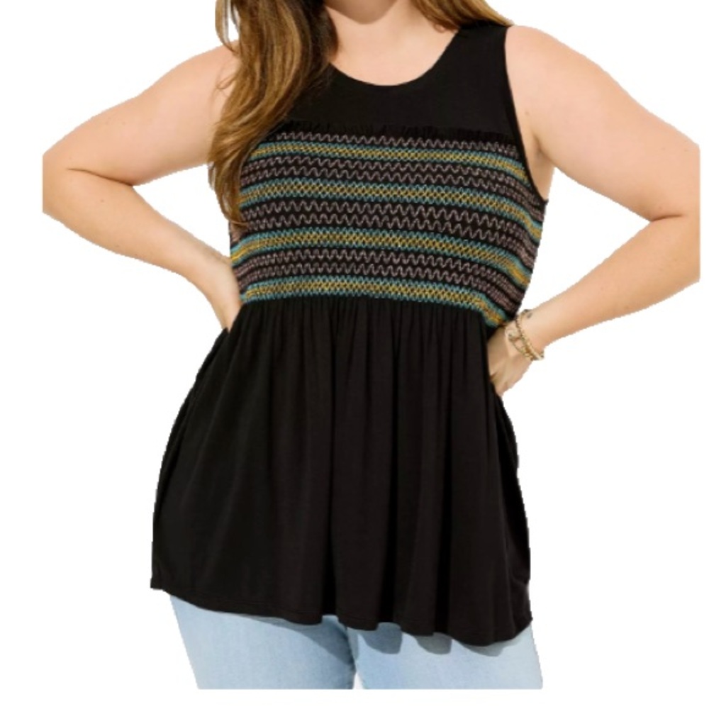 Sleeveless Black /multicolor Knit Top Torrid size 2/2X
